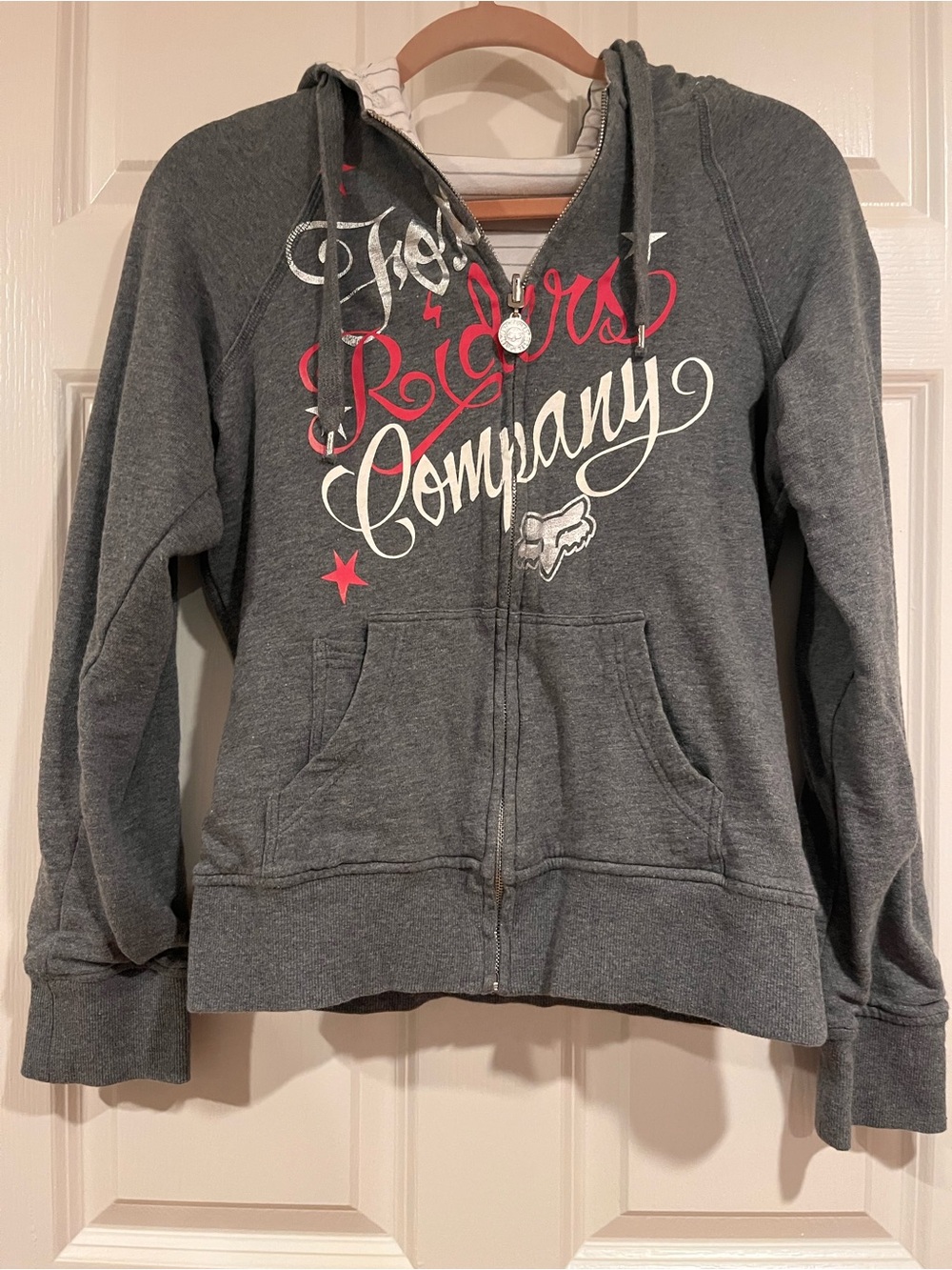 Vintage Fox Gray Zip-Up Reversible Hoodie